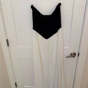 Meshki Strapless Black and White Dress
